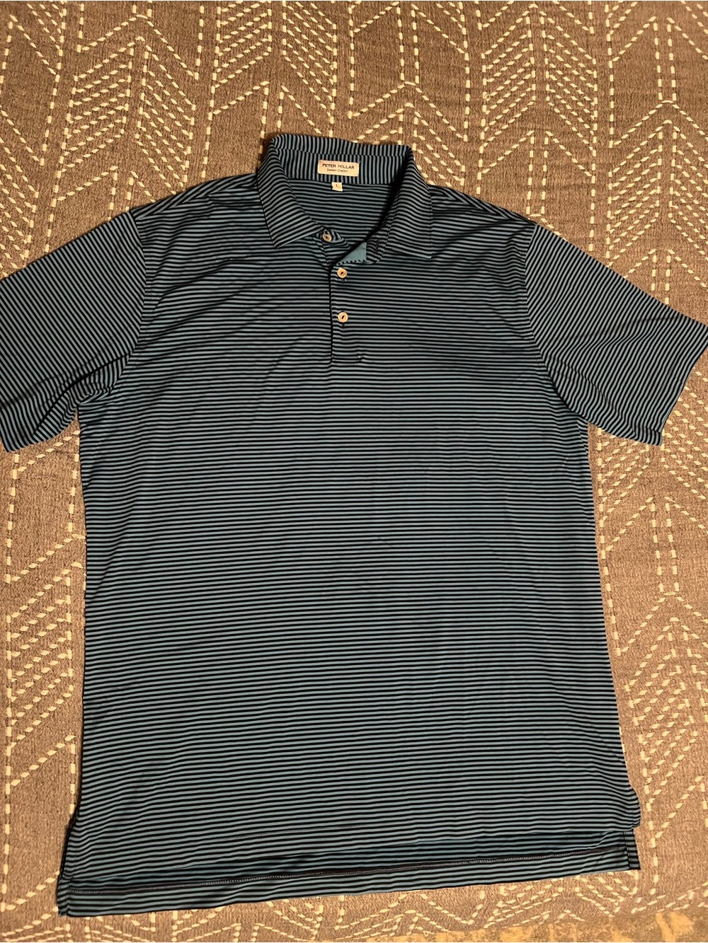 Peter Millar Performance Blue Striped Polo Shirt